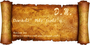 Dankó Mátyás névjegykártya
